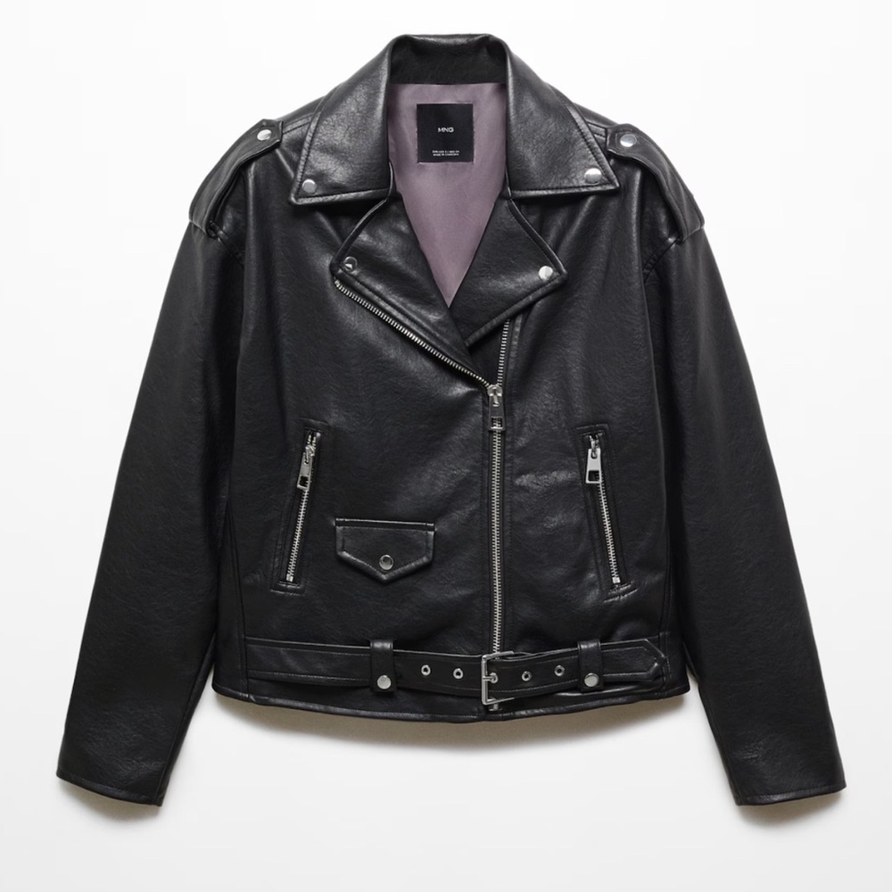 Mango LEATHER-EFFECT BIKER JACKET